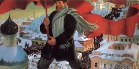 Extrait du tableau "Le Le Bolchevik " de Boris Koustodiev, 1920, nouvelle galerie Trétiakov