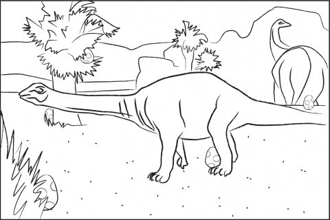 Le titanosaure d'après un dessin du Muséum d'histoire naturelle d'Aix-en-Provence