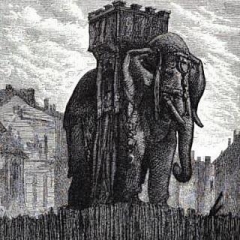 L'éléphant de la Bastille à partir d'une illistration de G. Brion via Wikimedia Commons