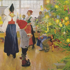 Enfant devant sapin de Noël par Carl Larsson via Wkimedia Commons