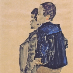 Rückenansicht zweier Knaben par Egon Schiele via Wikimedia Commons