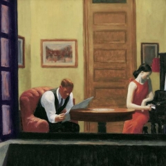 A partir de "Room in New-York" par Edward Hopper via Wikimedia Commons