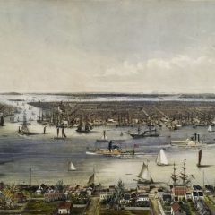 Vue du port de New York 1848 via Wikimedia Commons