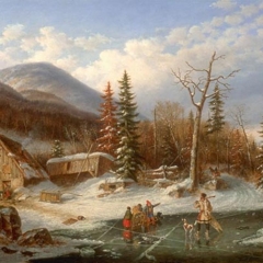 Paysage d'hiver par Cornelius Krieghoff via Wikimedia Commons