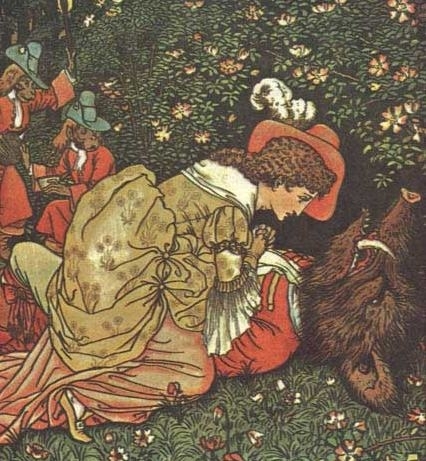 la Belle et la Bête, illustration par Walter Crane via Wikimedia Commons